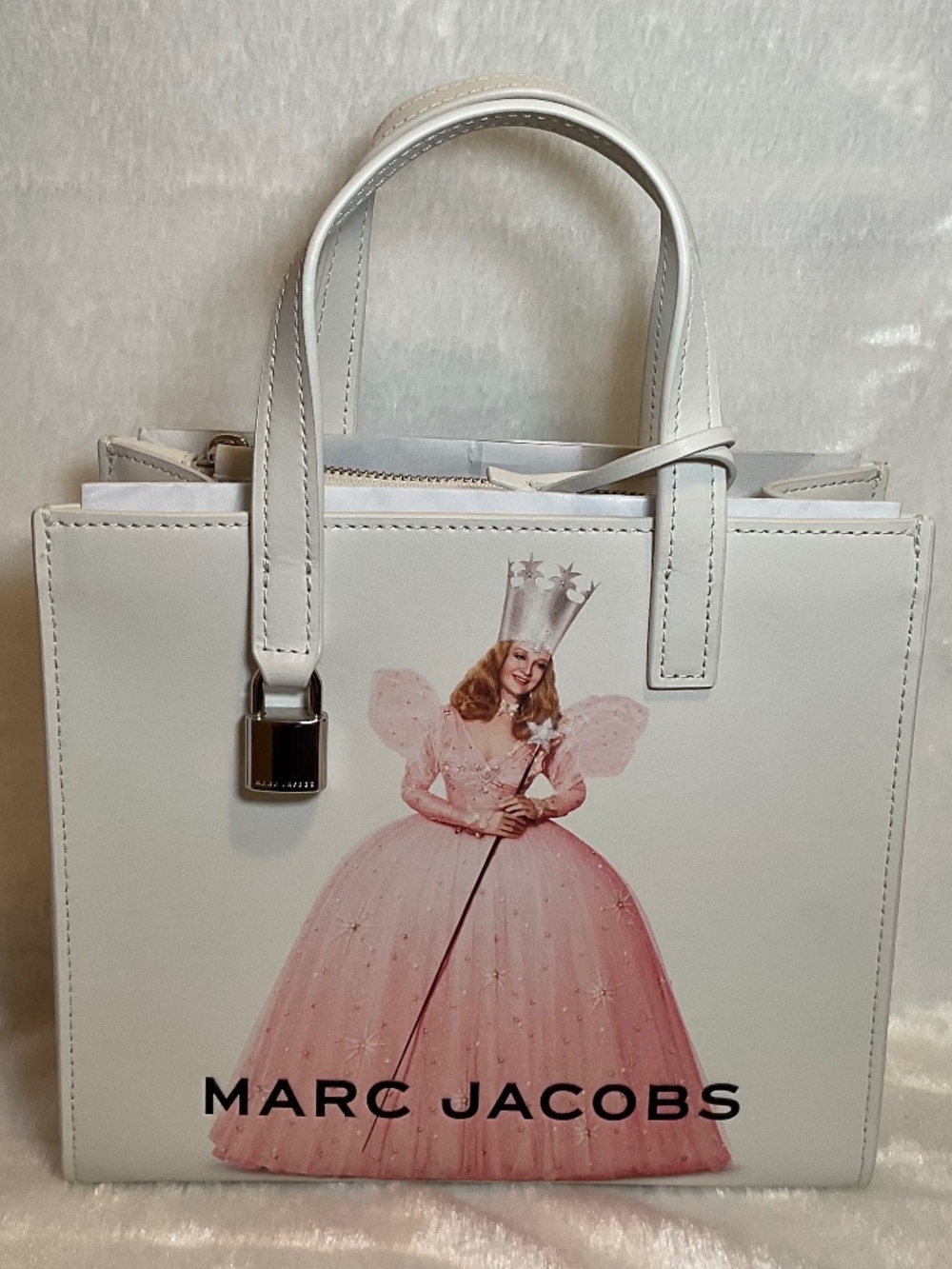 NWT Marc Jacobs x The Wizard of Oz Glinda Leather White Tote Crossbody Purse Bag